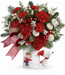 PEANUTS Christmas Mug by Teleflora from Krupp Florist, your local Belleville flower shop